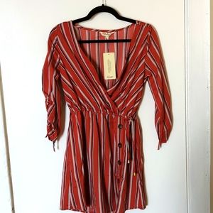 3/4 sleeve vertical striped dress